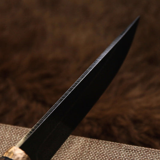 Damascus Feather Pattern Deer Antler Outdoor Camping Knife