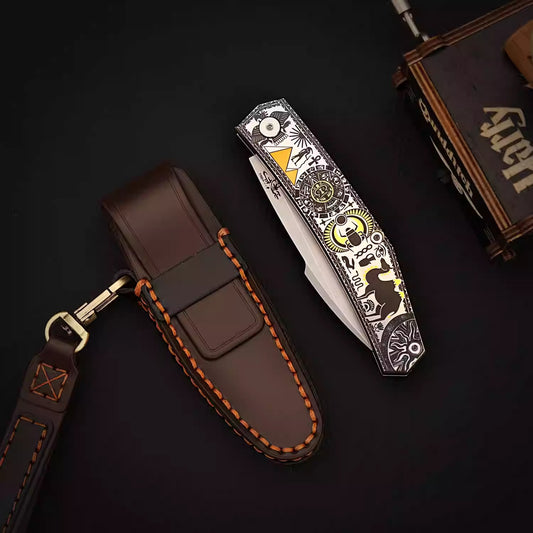 Bill's Vanax Steel Folding Pocket Knife with Titanium Handle, Powder Steel Engraved Handmade Knife