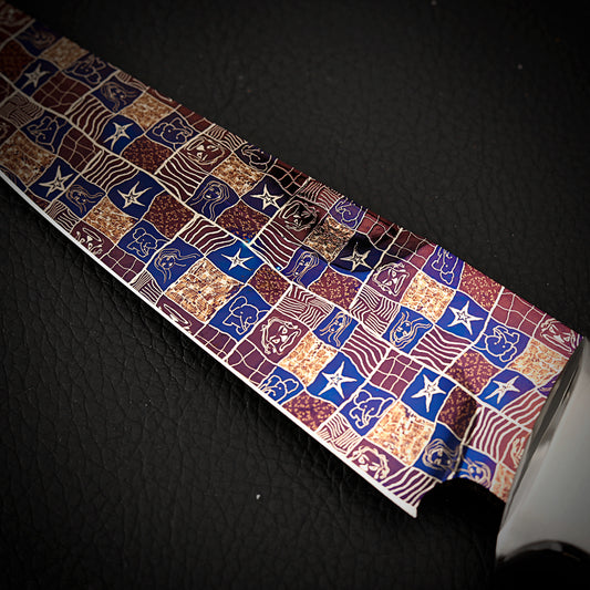 BILIDC Handmade Forged Mosaic Damascus Steel Straight Knife