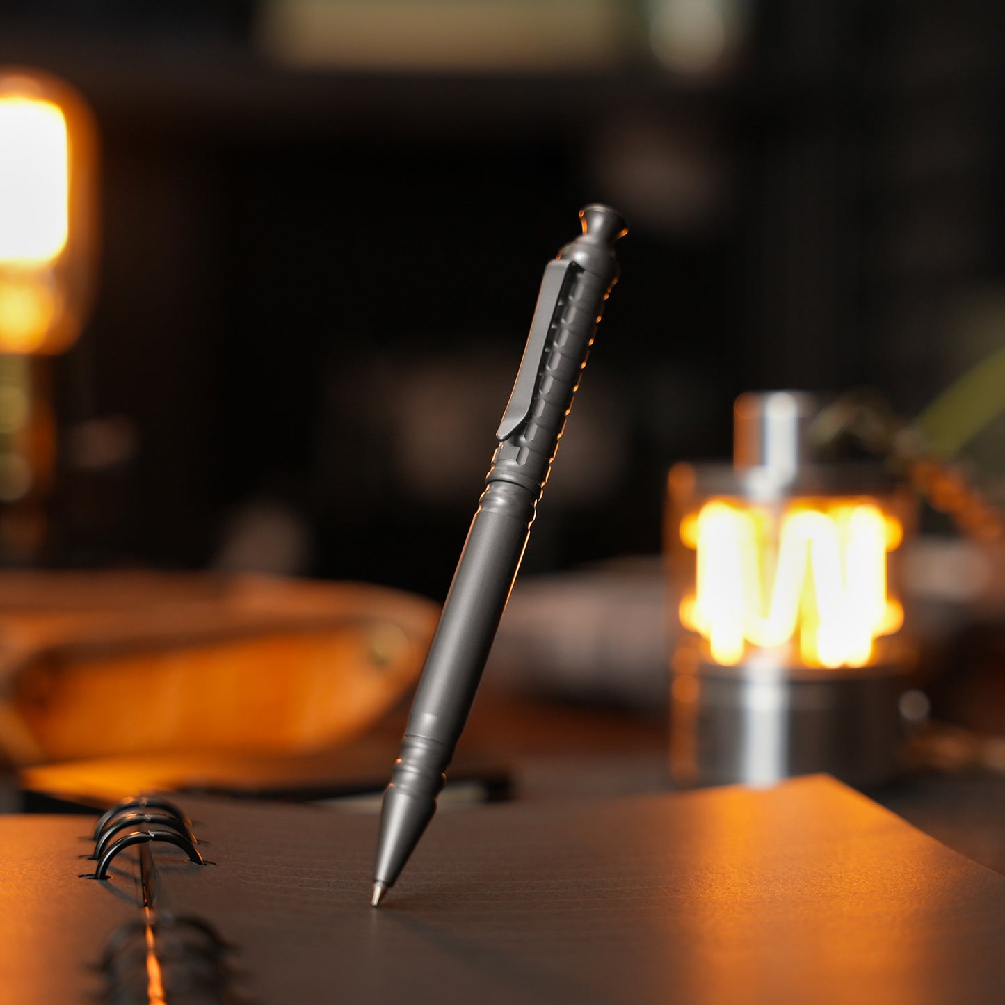 Titanium Push Type Ballpoint Pen (Sandblast)