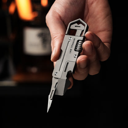 K-01 Titanium EDC Prybar with Knife,Wrench and Opener