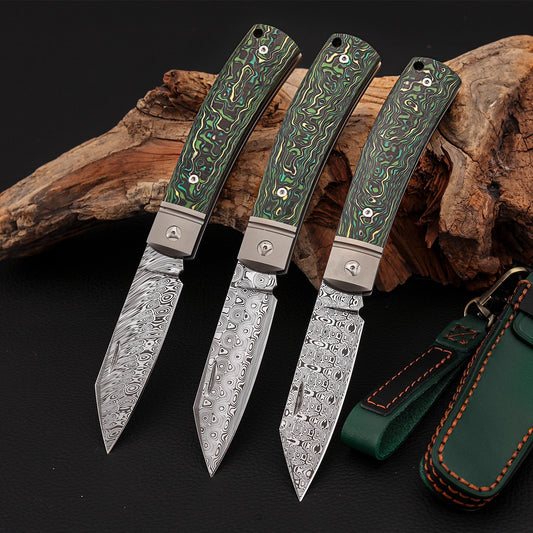 BILIDC Rui Powder Damascus Steel Folding Pocket Knife