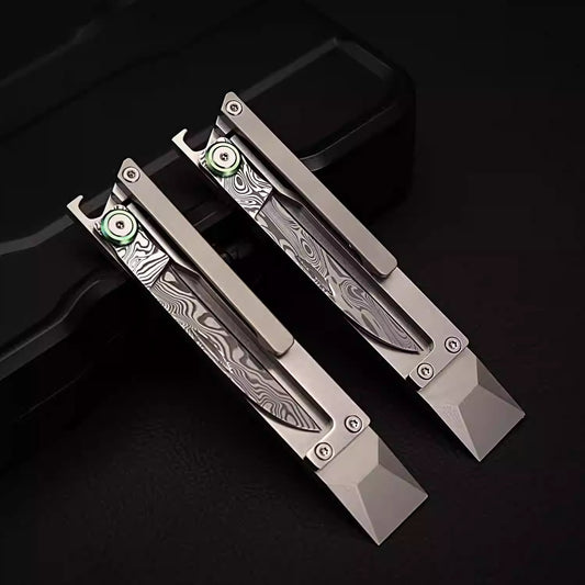 Damascus Pry Bar | Multi Knife | EDC Bottle Opener Tool