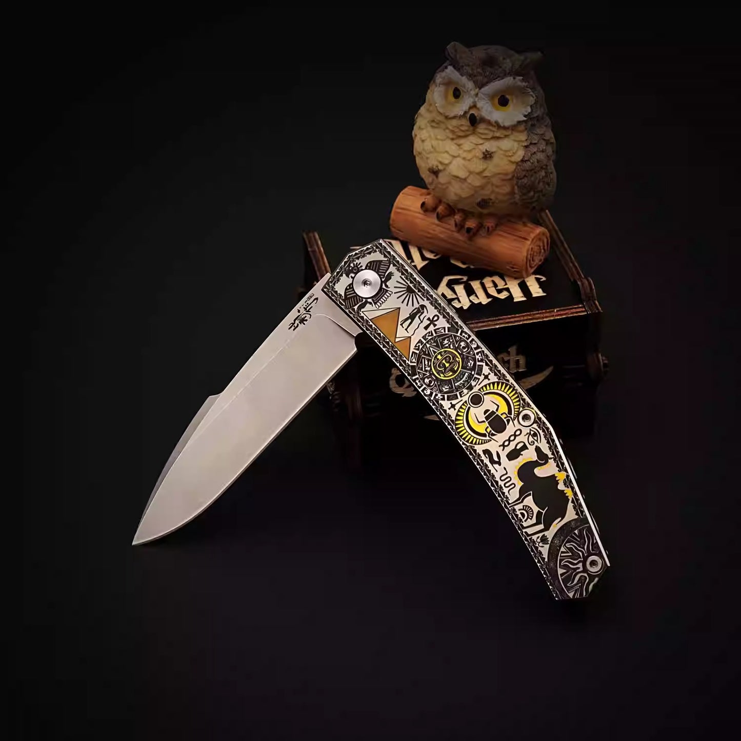 Bill's Vanax Steel Folding Pocket Knife with Titanium Handle, Powder Steel Engraved Handmade Knife