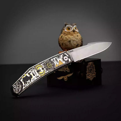 Bill's Vanax Steel Folding Pocket Knife with Titanium Handle, Powder Steel Engraved Handmade Knife