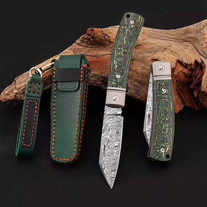 BILIDC Rui Powder Damascus Steel Folding Pocket Knife
