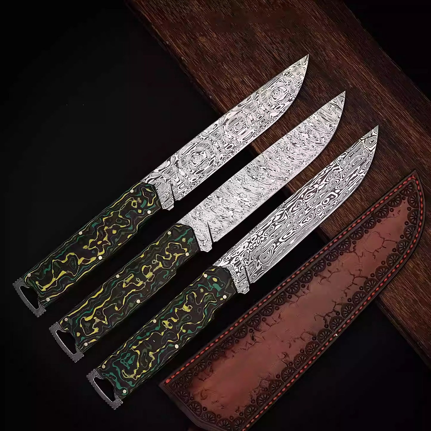Bill's Rui Powder Damascus Steel Integrated Camping Knife and Fork