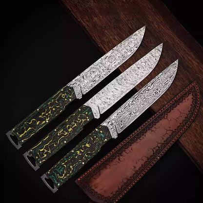 Bill's Rui Powder Damascus Steel Integrated Camping Knife and Fork