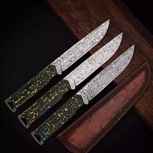 Bill's Rui Powder Damascus Steel Integrated Camping Knife and Fork