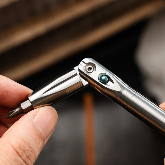 Titanium 1/4" Folding L-Shape Spinner Ratchet Screwdriver