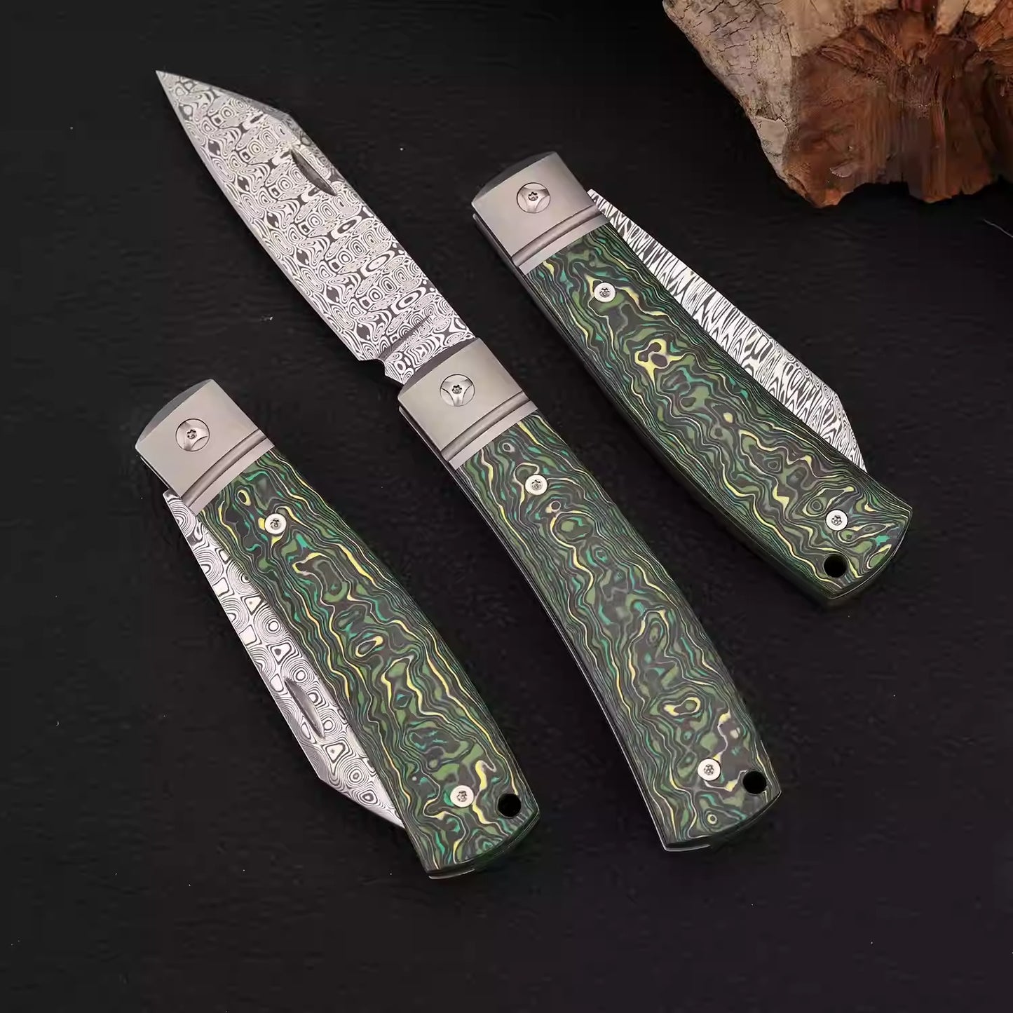 BILIDC Rui Powder Damascus Steel Folding Pocket Knife