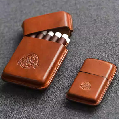 ONE LEATHER Classic Vintage Vegetable-Tanned Leather Cigarette Case (10 Sticks)