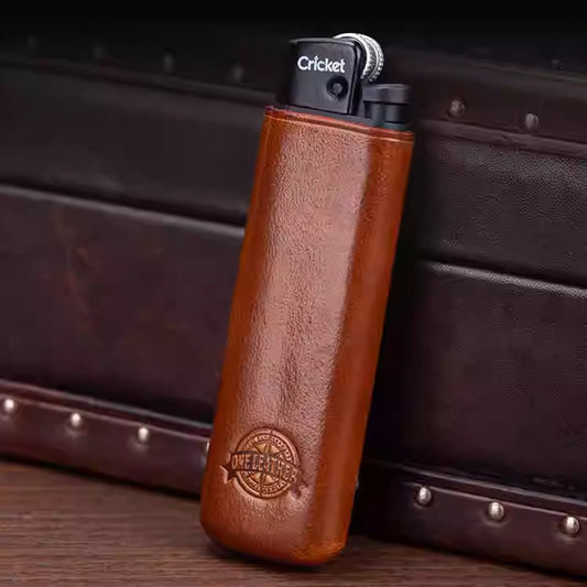 ONE LEATHER Veg-Tan Leather Sleeve for Cricket Lighter