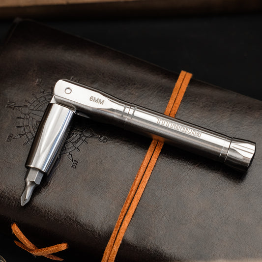 Titanium 1/4" Folding L-Shape Spinner Ratchet Screwdriver