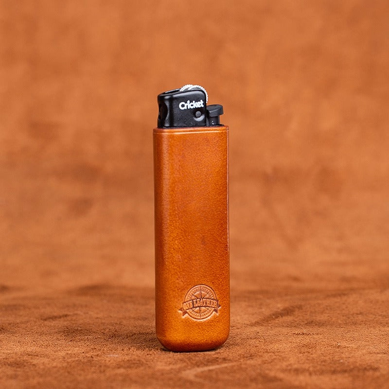 ONE LEATHER Veg-Tan Leather Sleeve for Cricket Lighter