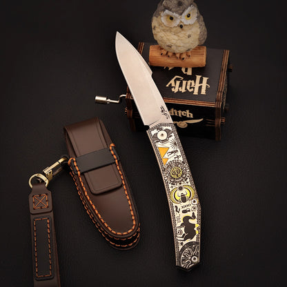 Bill's Vanax Steel Folding Pocket Knife with Titanium Handle, Powder Steel Engraved Handmade Knife